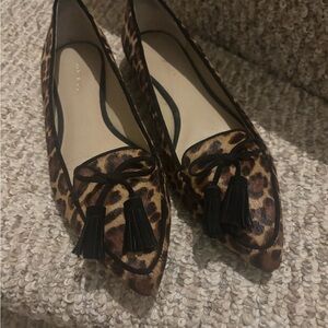 Ann Taylor Animal Print Loafers with Tassels